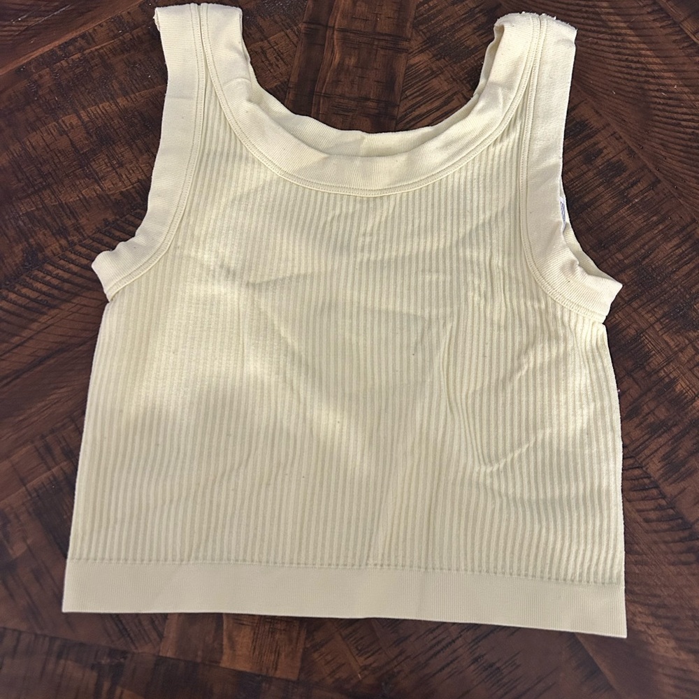 Urban Outfitters Cream Ribbed Tank Top